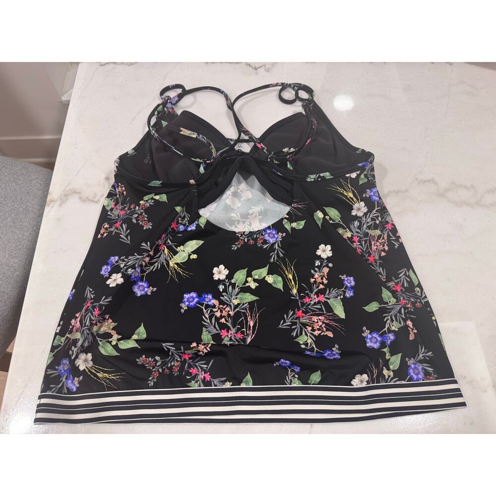 Athleta Gold Coast Floral Blousy Tankini Swim Top | 40D/DD - Picture 8 of 11